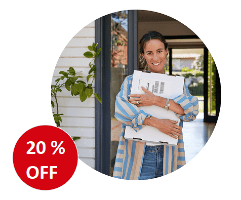 20% discount - DHL customer with package