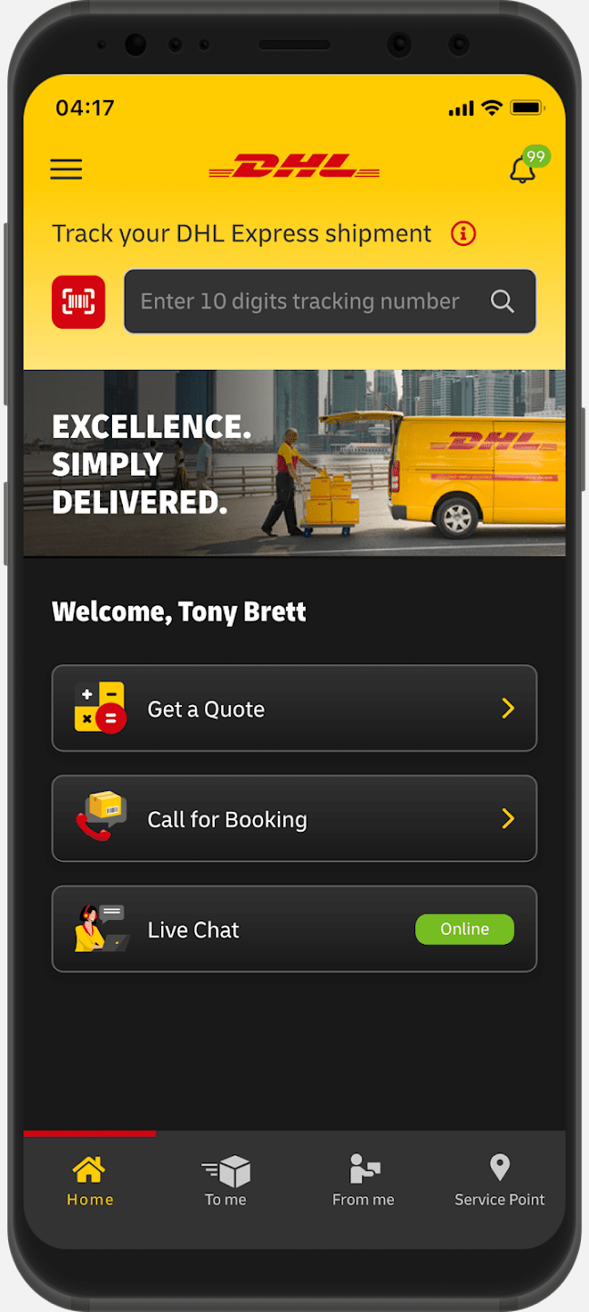 DHL Express Mobile DHL SERVICEPOINT